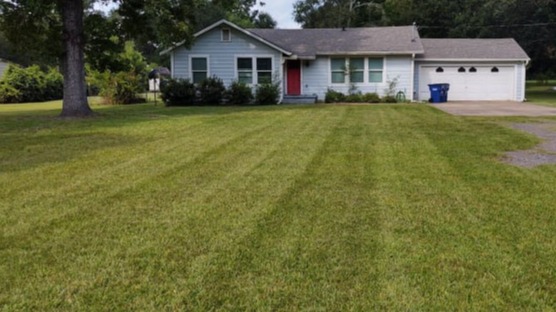Professional lawn mowing and edging service in Beaumont, Texas by Texas Green Worx.